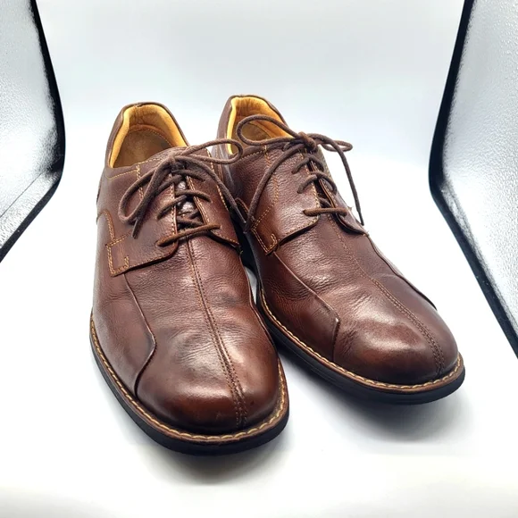 10.5 M JOHNSTON & MURPHY SHULER BICYCLE 20-7223 DRESS SHEEPSKIN SHOE BROWN - Picture 3 of 13